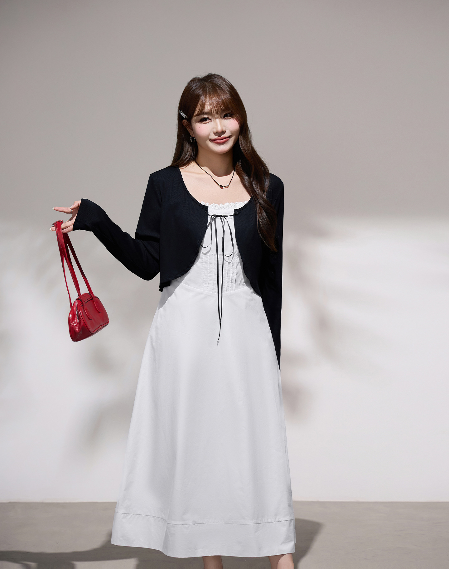 大きいサイズ レディース ブラックカーディガン/リボンワンピース(別売) LL 3L 4L 5L 6L