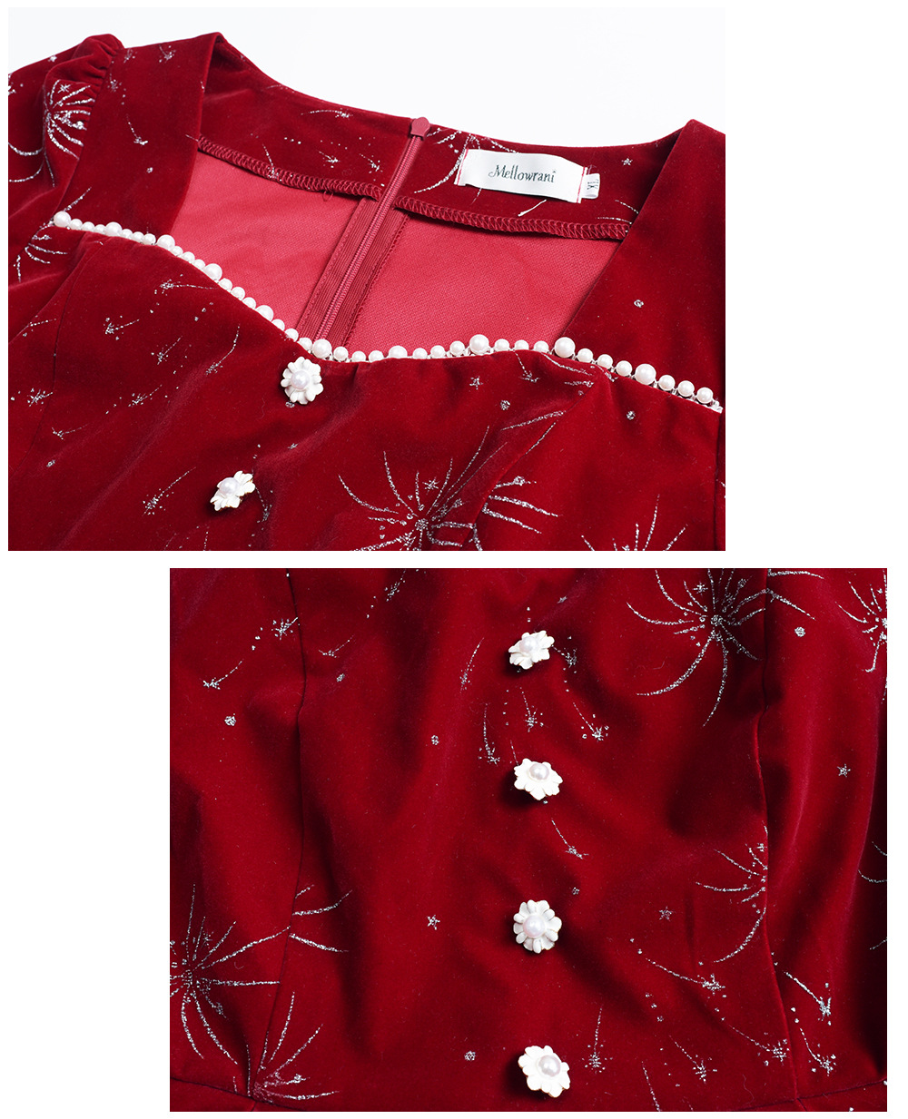 大きいサイズ レディース ビーズ花火柄ベルベットフレンチワンピース LL 3L 4L 5L