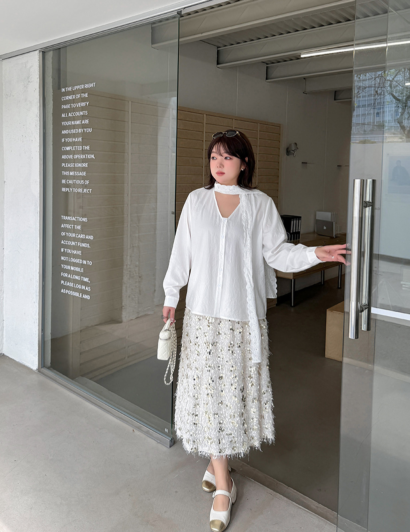 大きいサイズ レディース レースリボンフレンチホワイトブラウス LL 3L 4L 5L