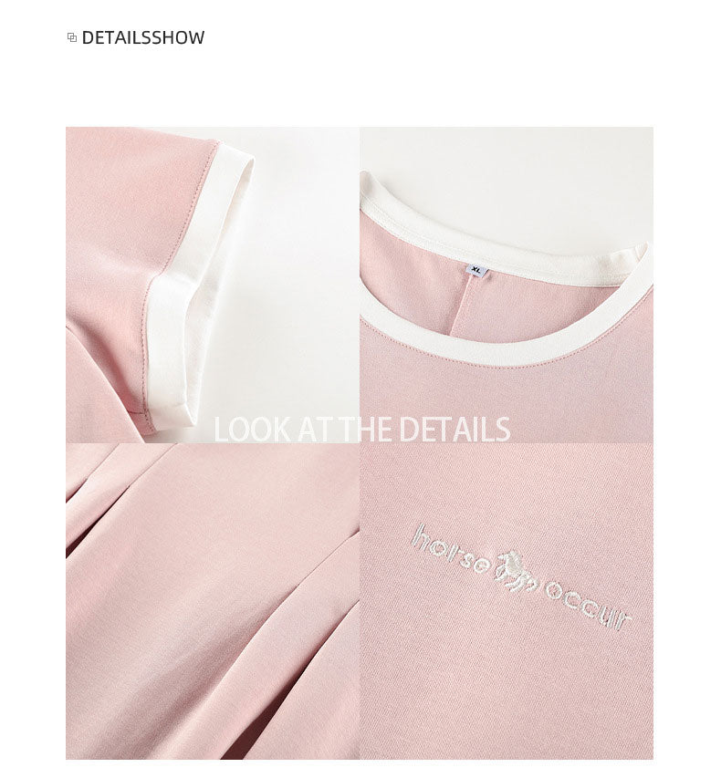 大きいサイズ レディース 配色ロゴウエストタックTシャツワンピース LL 3L 4L 5L 6L