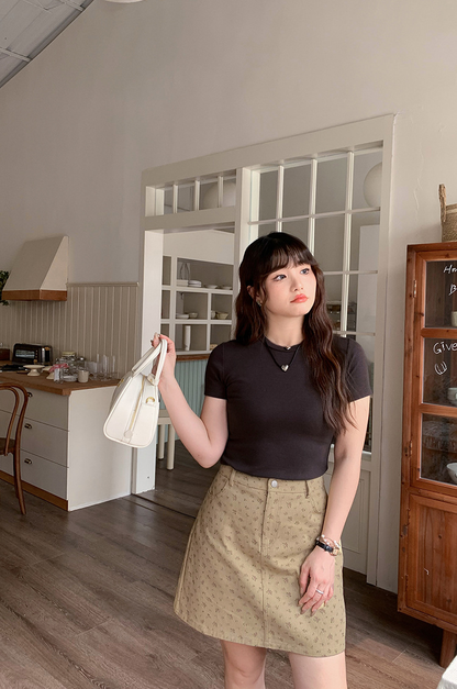 大きいサイズ レディース 小花柄ハイウエストAラインミニスカート LL 3L 4L 5L 6L