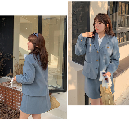 大きいサイズ レディース エレガント厚手セットアップスーツ（ジャケット+スカート） LL 3L 4L 5L