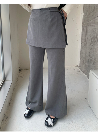 大きいサイズ レディース ラップスカート付きハイウエストフレアパンツ LL 3L 4L 5L