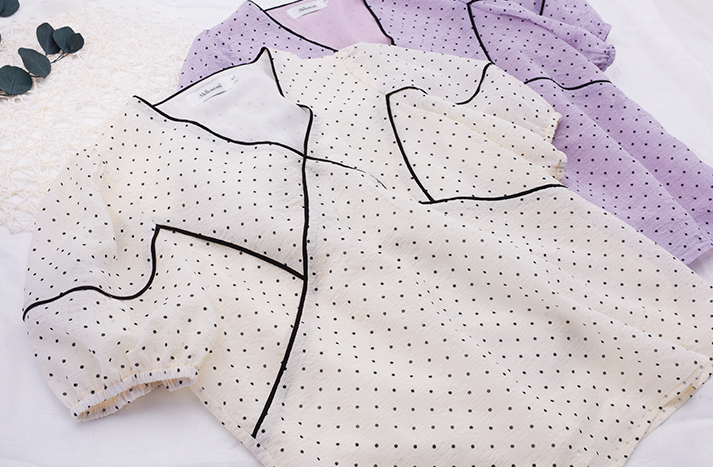 大きいサイズ レディース フレンチVネック水玉模様シースルートップス LL 3L 4L 5L