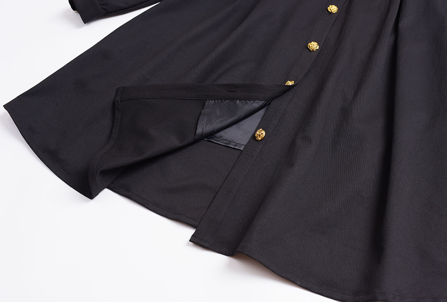 大きいサイズ レディース ビックラペルボタンダウンブラックワンピース（ベルト別売） LL 3L 4L 5L