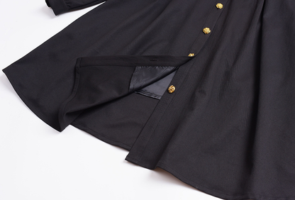 大きいサイズ レディース ビックラペルボタンダウンブラックワンピース（ベルト別売） LL 3L 4L 5L