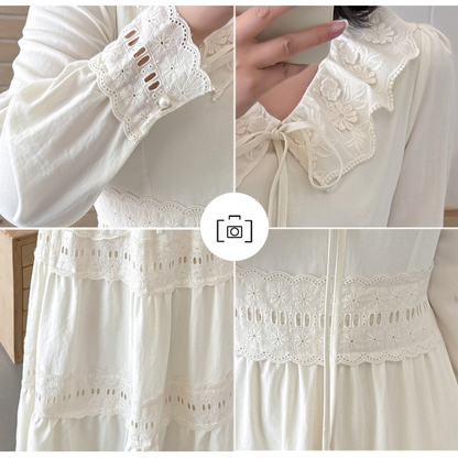 大きいサイズ レディース ジャカードレースロマンチックレトロワンピース LL 3L 4L 5L