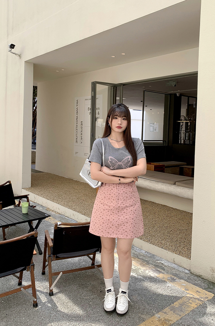 大きいサイズ レディース 小花柄ハイウエストAラインミニスカート LL 3L 4L 5L 6L