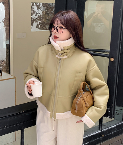 大きいサイズ レディース フリースラペルクラシックPUレザーライダースジャケット LL 3L 4L 5L