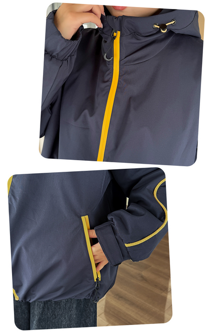 大きいサイズ レディース フード付きバイカラーパイピングカジュアルジャケット 3L 4L 5L