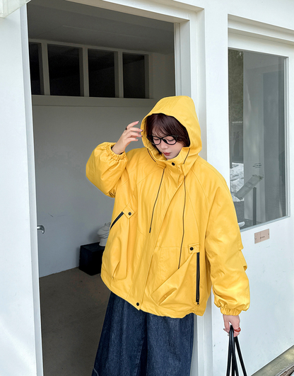 大きいサイズ レディース フード付きアウトドアカジュアル中綿ジャケット 3L 4L 5L