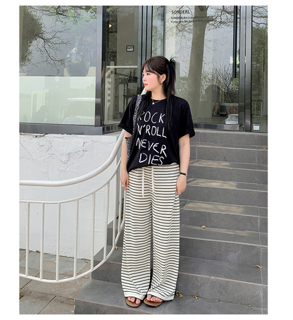 大きいサイズ レディース ルーズウエイトレタープリントロックTシャツ LL 3L 4L 5L