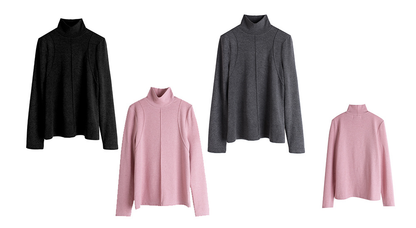 大きいサイズ レディース フロントラインタートルネック起毛ニットインナー LL 3L 4L 5L