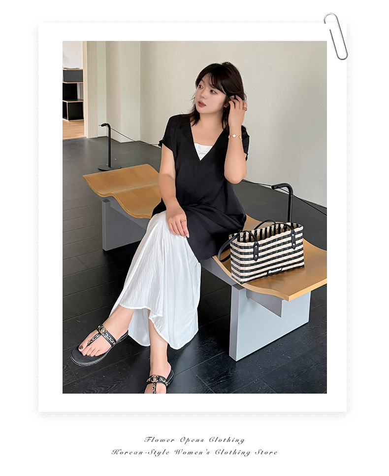 大きいサイズ レディース Vネックロングジレ＆フレアスカートセット LL 3L 4L 5L