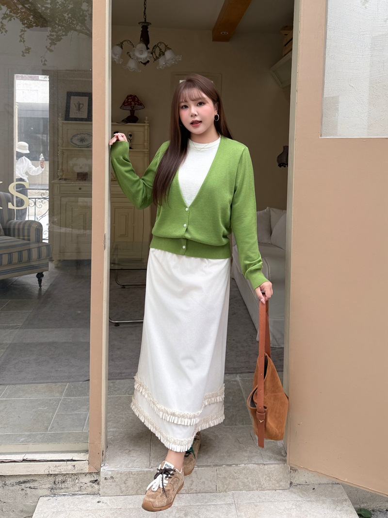 大きいサイズ レディース フェイクツーピースニットカーディガン LL 3L 4L 5L