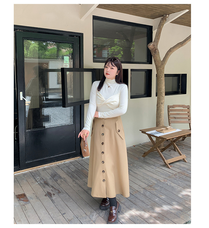大きいサイズ レディース 韓国風ツイストデザインボトミングシャツ LL 3L 4L 5L