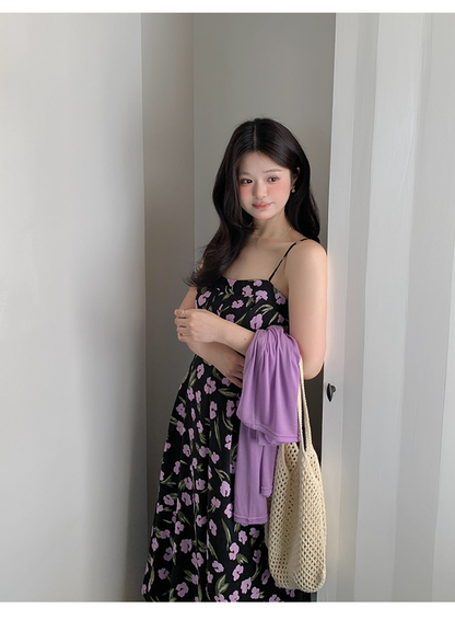 大きいサイズ レディース 花柄キャミワンピース＆シアーカーディガンセット LL 3L 4L 5L 6L
