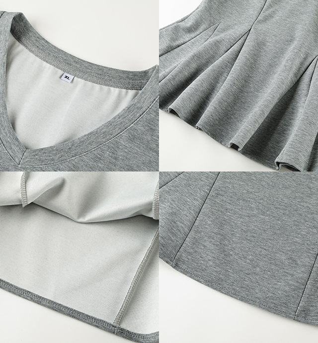 大きいサイズ レディース Vネックフィッシュテールカットソー（3色） LL 3L 4L 5L