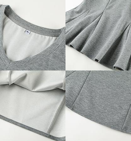 大きいサイズ レディース Vネックフィッシュテールカットソー（3色） LL 3L 4L 5L