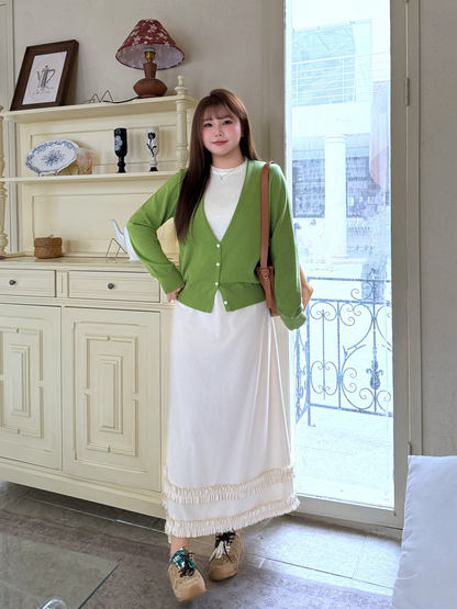 大きいサイズ レディース フェイクツーピースニットカーディガン LL 3L 4L 5L