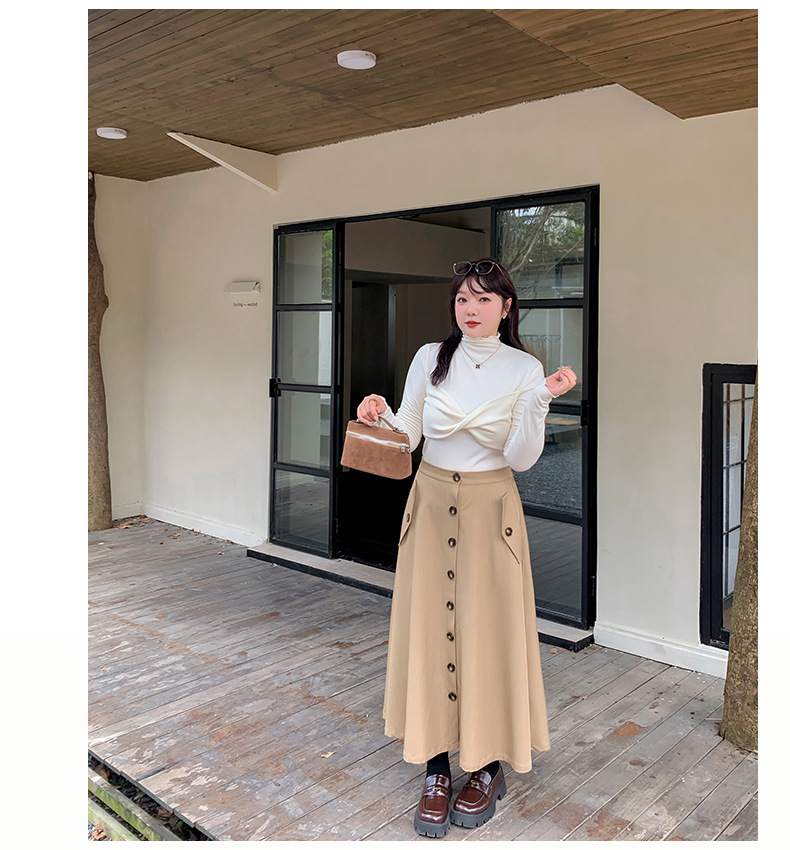 大きいサイズ レディース 韓国風ツイストデザインボトミングシャツ LL 3L 4L 5L