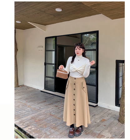 大きいサイズ レディース 韓国風ツイストデザインボトミングシャツ LL 3L 4L 5L