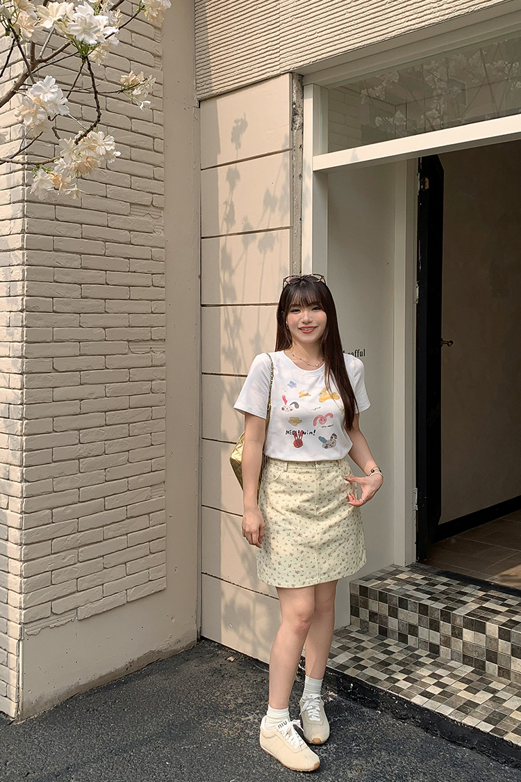 大きいサイズ レディース 小花柄ハイウエストAラインミニスカート LL 3L 4L 5L 6L