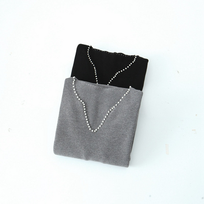 大きいサイズ レディース パールVネックスイートニットフレンチワンピース LL 3L 4L