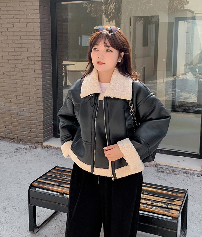 大きいサイズ レディース フリースラペルクラシックPUレザーライダースジャケット LL 3L 4L 5L