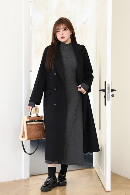 大きいサイズ レディース セミハイネックニットフェイクツーピースワンピース LL 3L 4L 5L