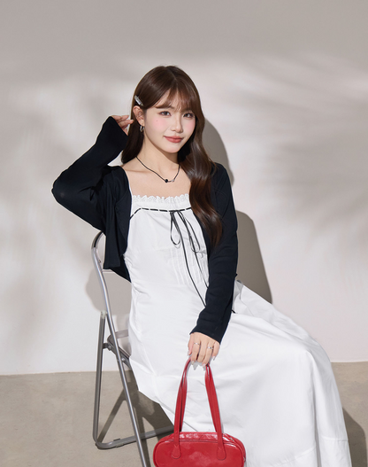 大きいサイズ レディース ブラックカーディガン/リボンワンピース(別売) LL 3L 4L 5L 6L