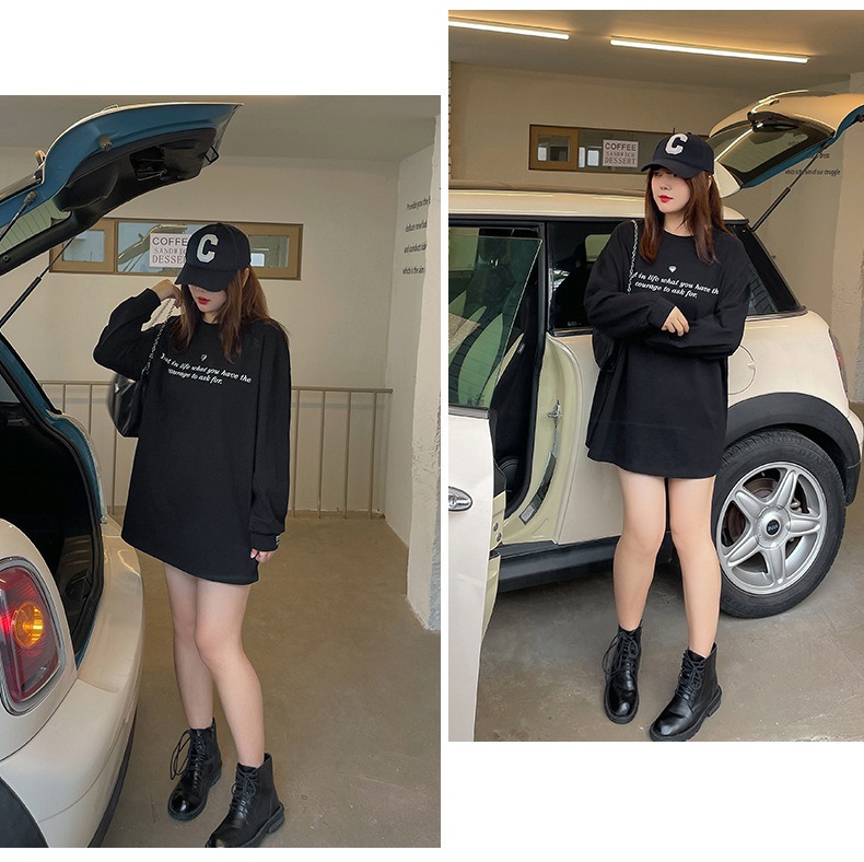 大きいサイズ レディース ハートチャームラウンドネックプリント長袖スウェットTシャツ LL 3L 4L 5L