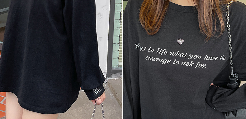 大きいサイズ レディース ハートチャームラウンドネックプリント長袖スウェットTシャツ LL 3L 4L 5L