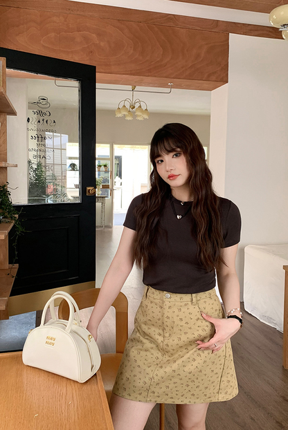 大きいサイズ レディース 小花柄ハイウエストAラインミニスカート LL 3L 4L 5L 6L