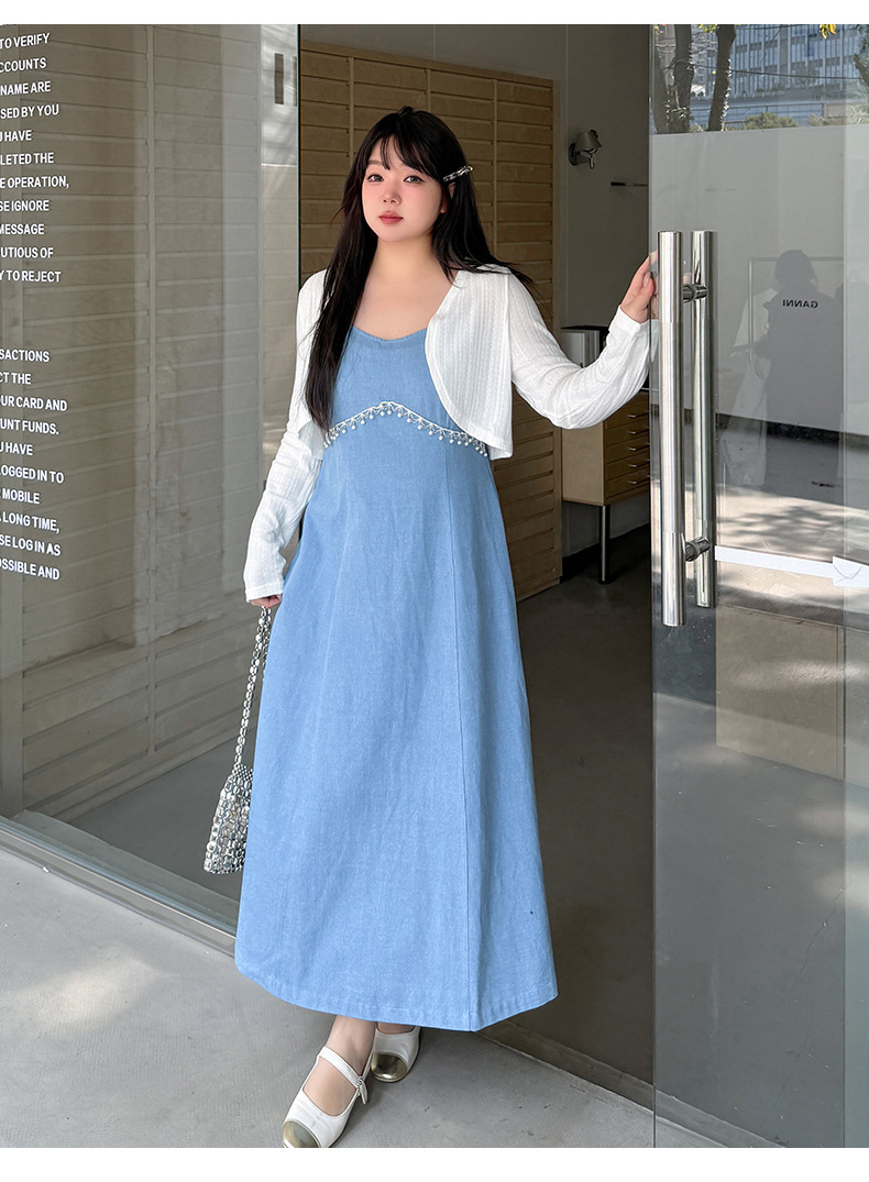 大きいサイズ レディース ツーピース（カーディガン＋デニムキャミソールワンピース） LL 3L 4L 5L 6L