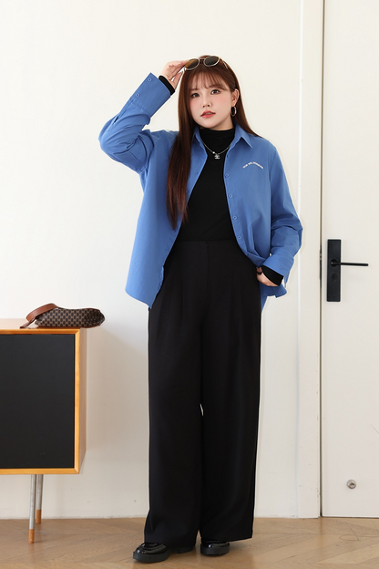 大きいサイズ レディース ハイネック長袖スタイリッシュインナーシャツ LL 3L 4L 5L