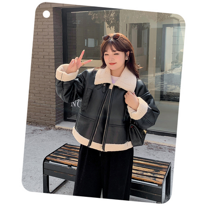 大きいサイズ レディース フリースラペルクラシックPUレザーライダースジャケット LL 3L 4L 5L