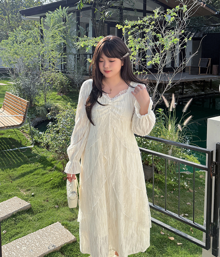 大きいサイズ レディース スパンコールチュールレースフェアリーワンピース LL 3L 4L 5L