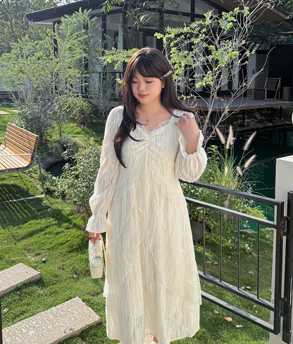 大きいサイズ レディース スパンコールチュールレースフェアリーワンピース LL 3L 4L 5L