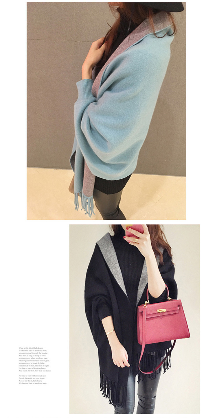 大きいサイズ レディース 袖付き着るニットフリンジストール F フリーサイズ