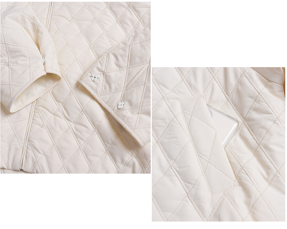 大きいサイズ レディース 軽量フード付きラメクロスステッチキルティングジャケット 3L 4L 5L