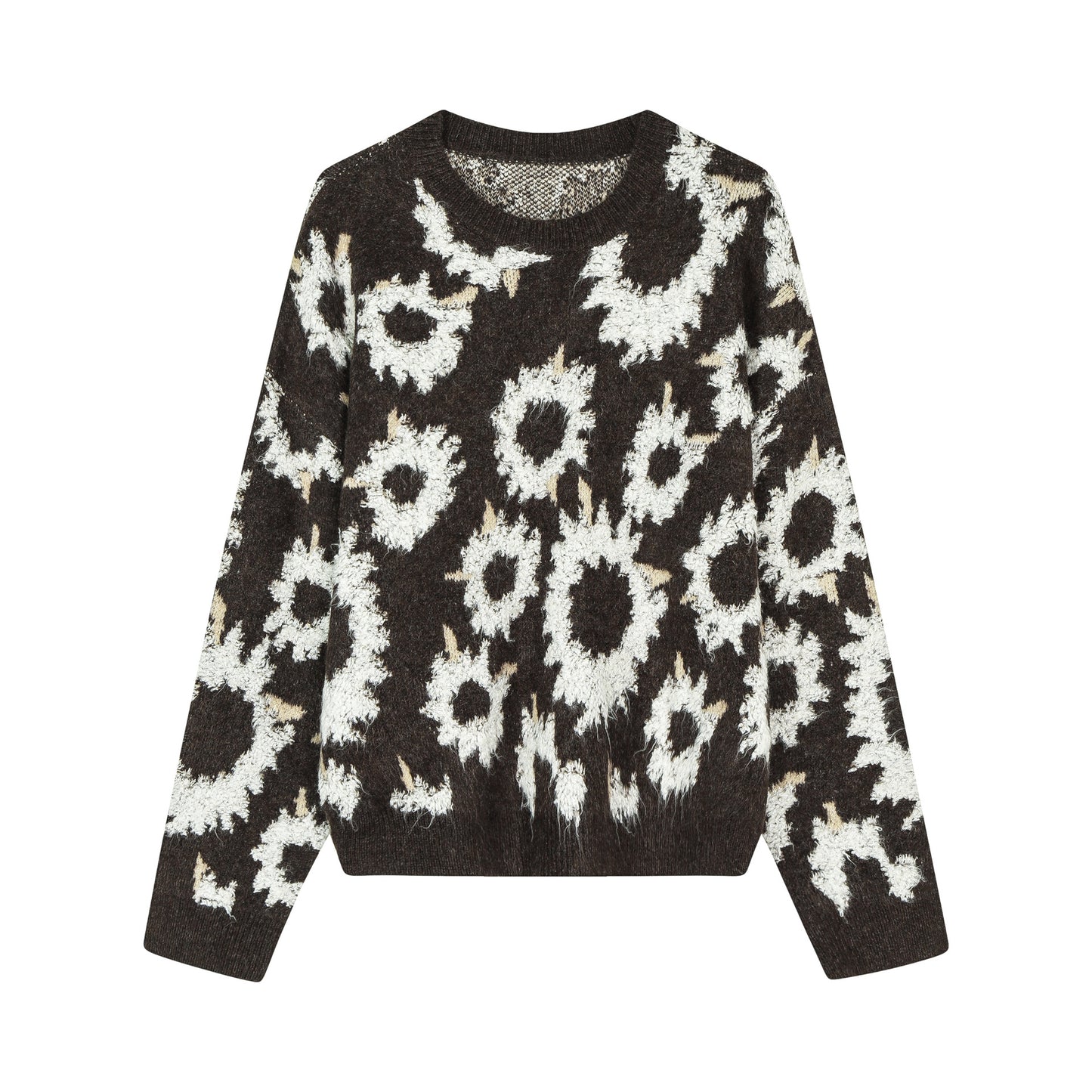 大きいサイズ レディース ひまわり柄カジュアルルーズセーター（レース付き） LL 3L 4L