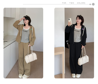 大きいサイズ レディース ミニベアー付きカジュアルスウェットセットアップ（パーカー+パンツ） LL 3L 4L 5L