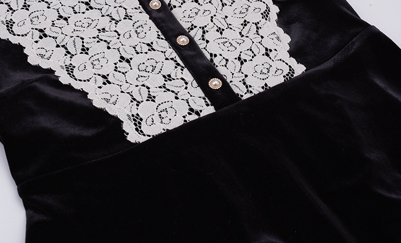 大きいサイズ レディース Vネックレースベルベットエレガントワンピース  LL 3L 4L 5L 6L