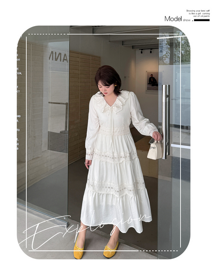 大きいサイズ レディース ジャカードレースロマンチックレトロワンピース LL 3L 4L 5L