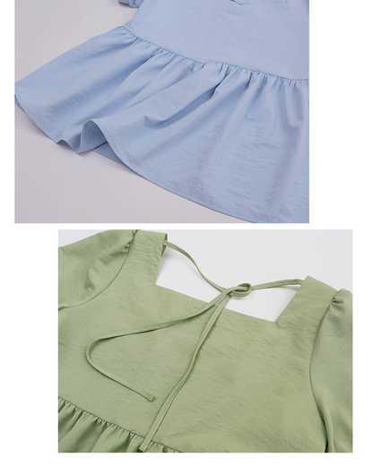 大きいサイズ レディース レースアップフリルベビードールブラウス LL 3L 4L 5L