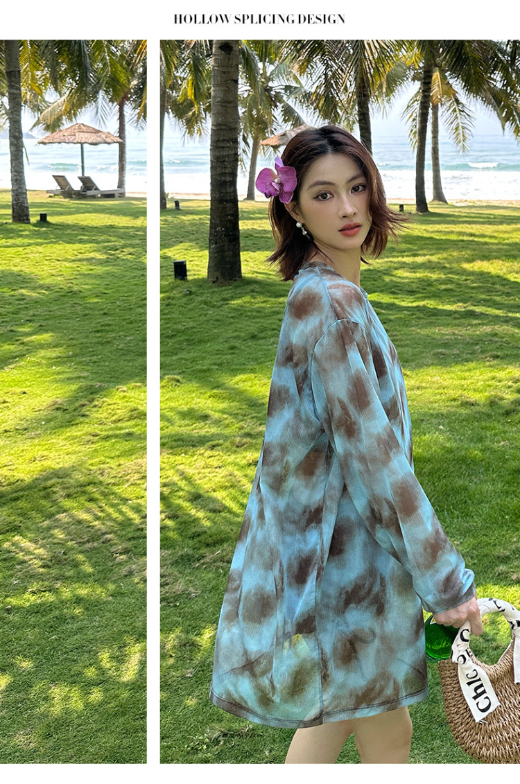 大きいサイズ レディース タイダイシアートップス付き3点セットセパレート水着 LL 3L 4L 5L 6L