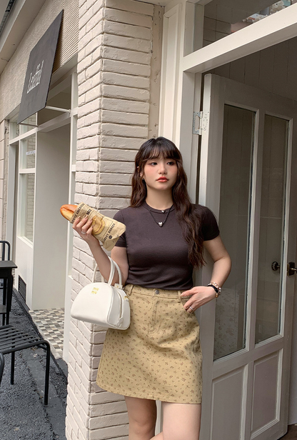 大きいサイズ レディース 小花柄ハイウエストAラインミニスカート LL 3L 4L 5L 6L