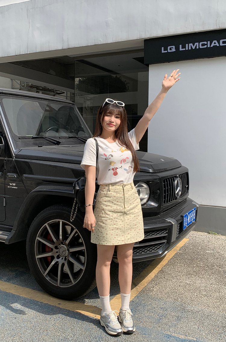 大きいサイズ レディース 小花柄ハイウエストAラインミニスカート LL 3L 4L 5L 6L