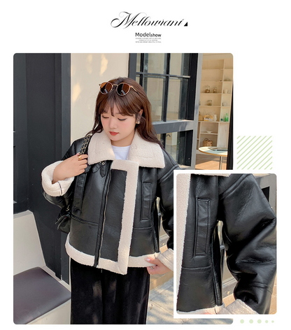 大きいサイズ レディース フリースラペルクラシックPUレザーライダースジャケット LL 3L 4L 5L